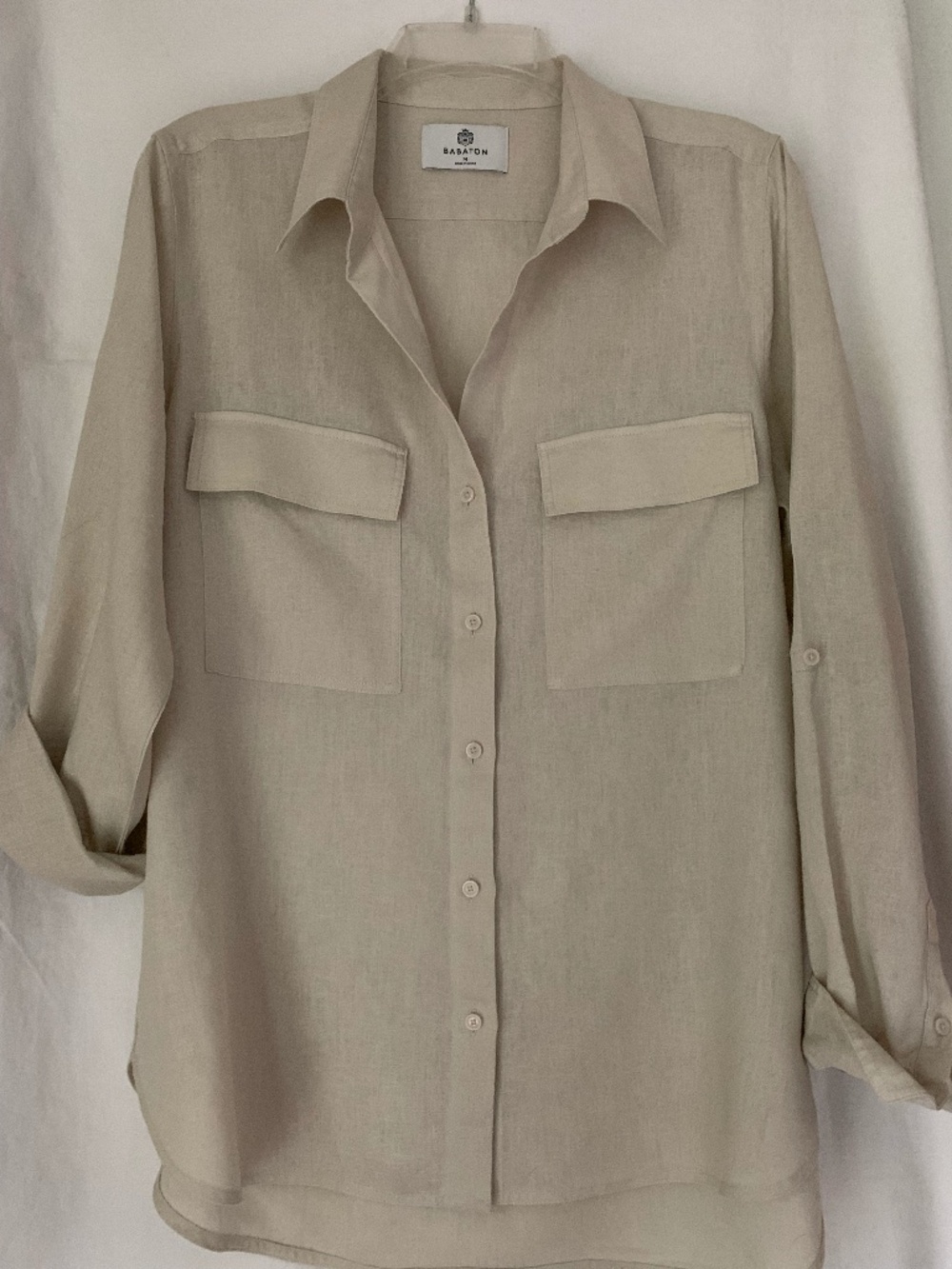 Babaton Aritzia ecru button up 'Utility Linen Shirt'